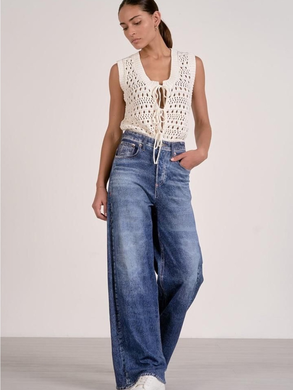 Elans Wide Leg High-Rise Women's Jeans in Blue sweat pants!!